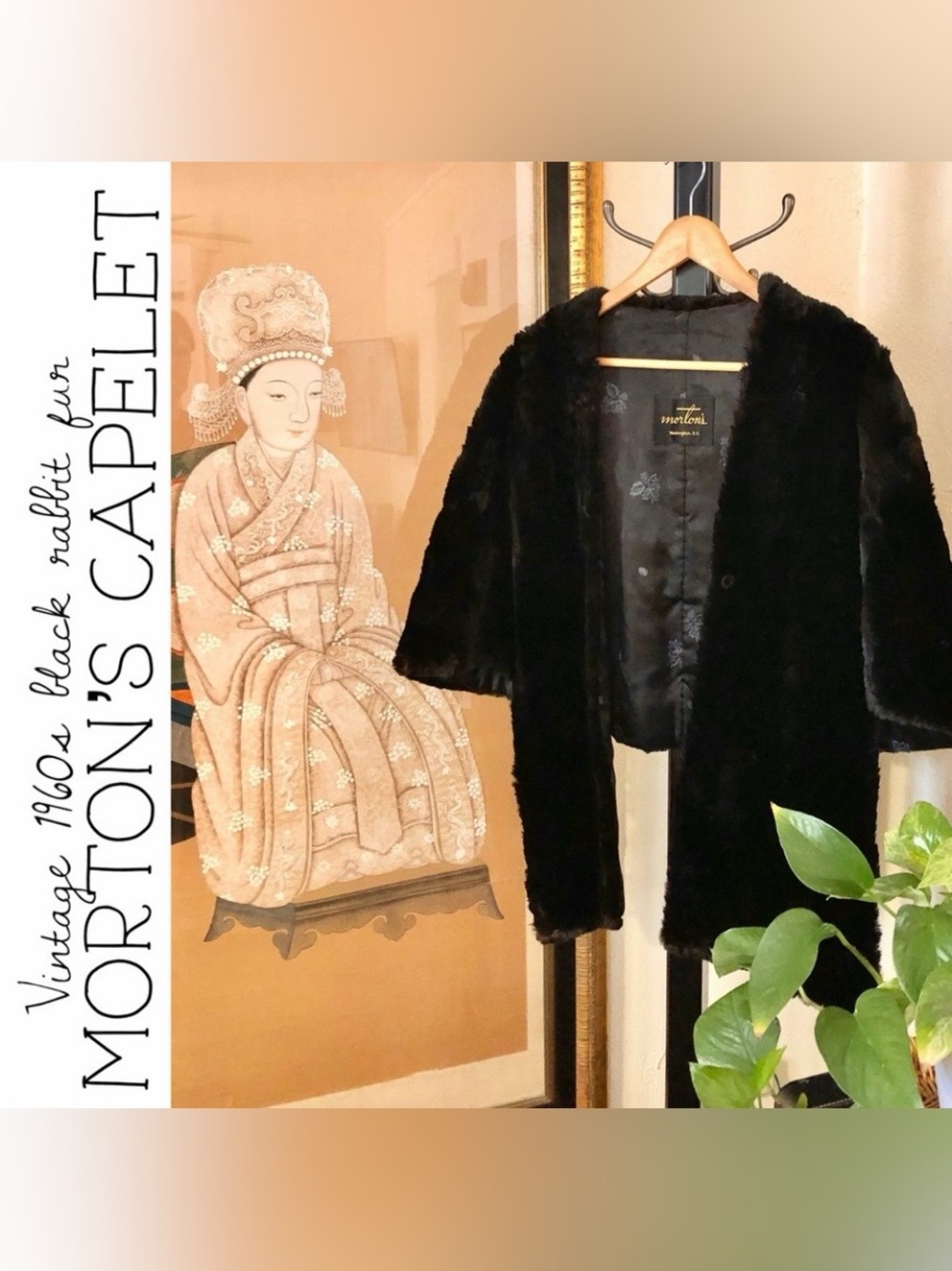 Vintage 1960s Morton’s Black Rabbit Fur Capelet